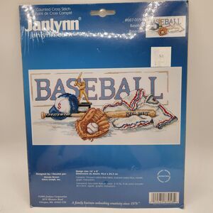 Janlynn Counted Cross Stitch Kit  Baseball 087-0058  16" X 8 Bat Ball Hat NEW!